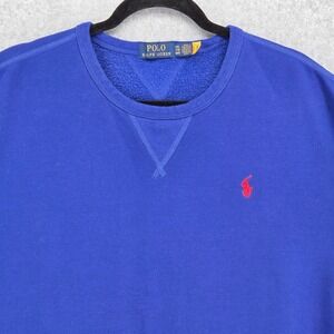 Polo Ralph Lauren Men XXL Royal Blue Crewneck Fleece Sweatshirt Contrast Pony